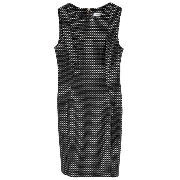 Calvin Klein Women’s Black & Beige Size 10 Sleeveless Check Dress - Picture 3 of 5